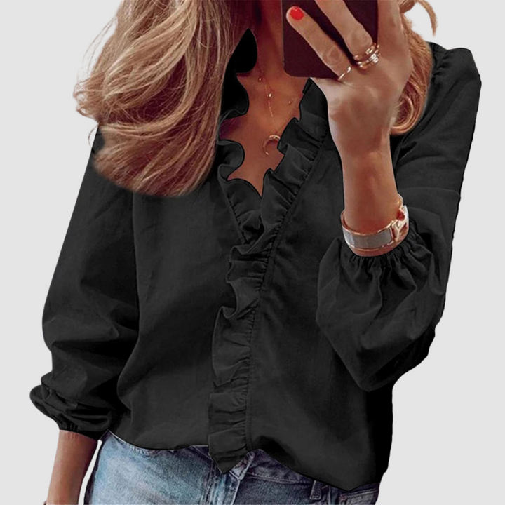 Brielle | Dames Bloemen Ruffle Lange Mouwen Blouse