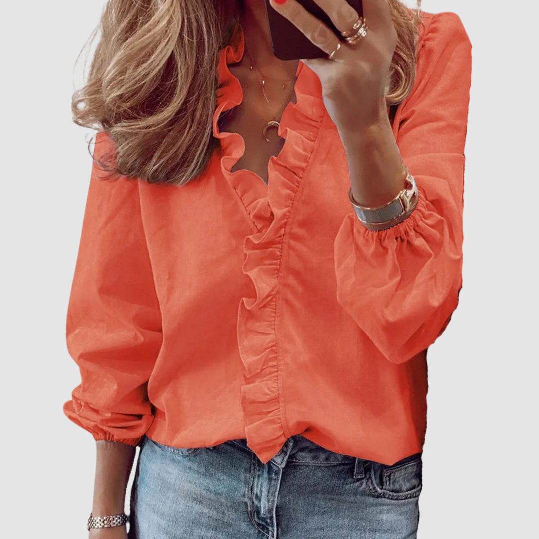 Brielle | Dames Bloemen Ruffle Lange Mouwen Blouse