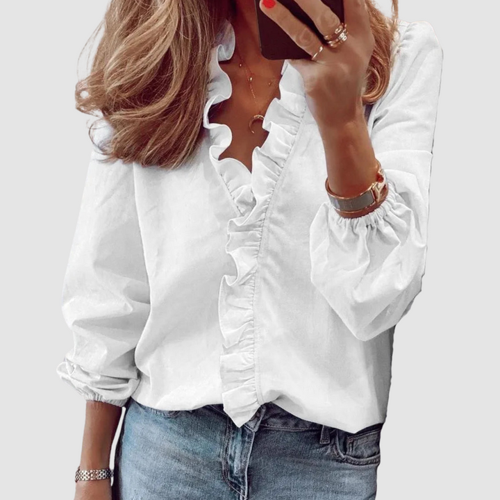 Brielle | Dames Bloemen Ruffle Lange Mouwen Blouse