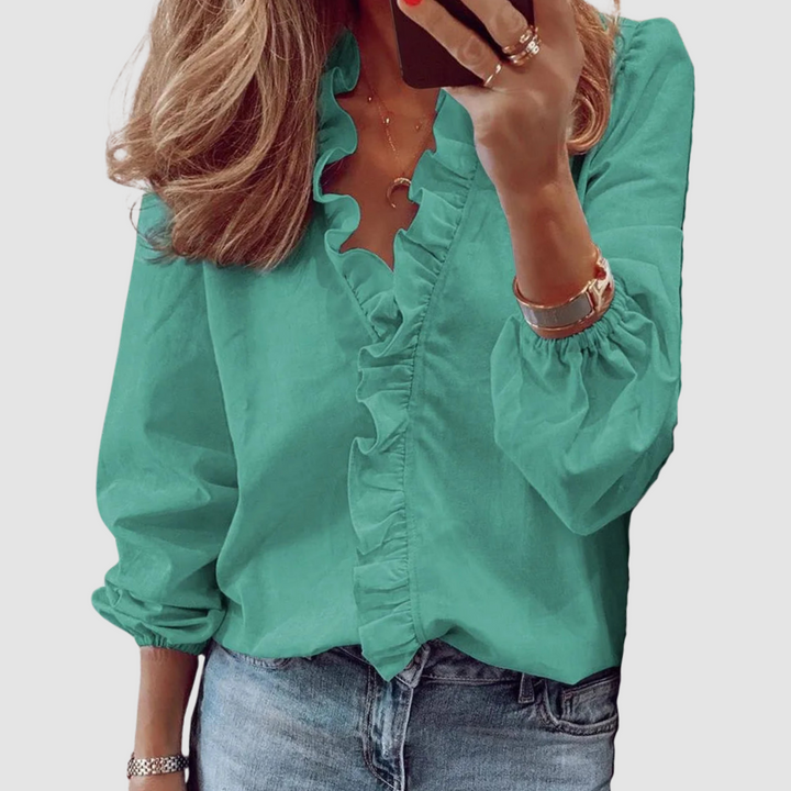 Brielle | Dames Bloemen Ruffle Lange Mouwen Blouse