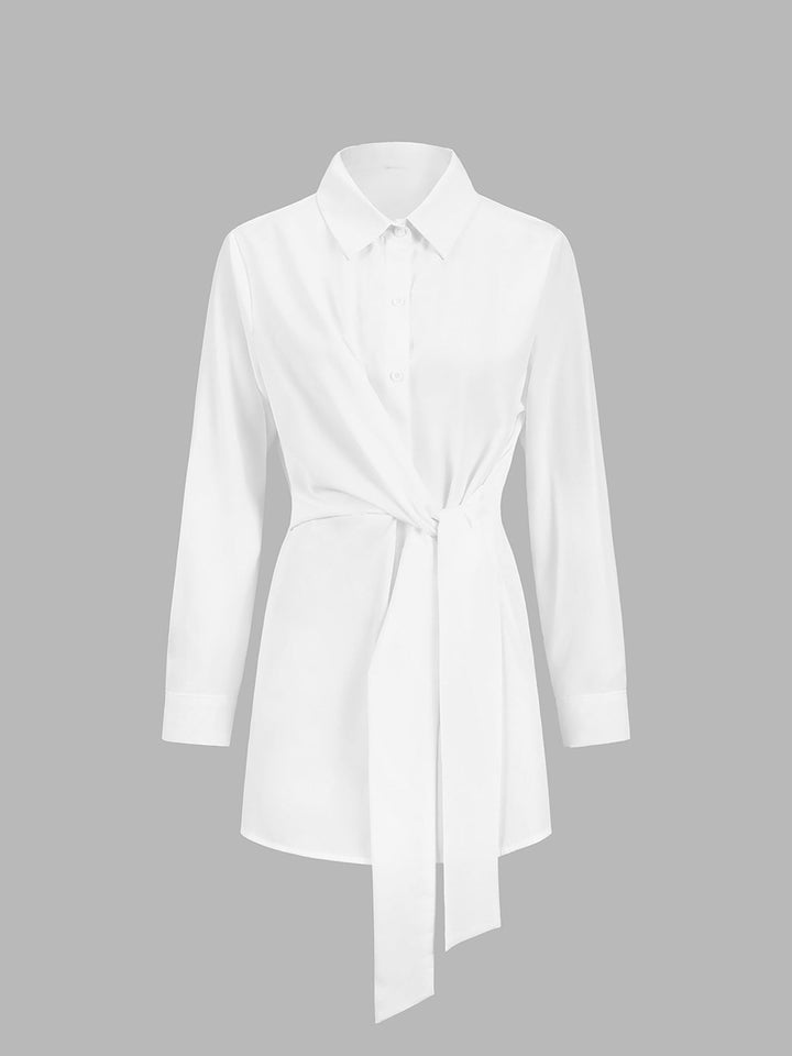 Monroe | Dames Blouse met Strik Taille en Knopen Lange Mouwen