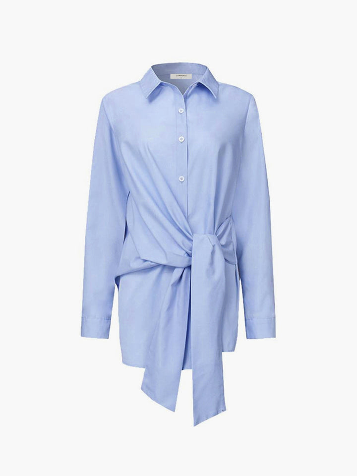 Monroe | Dames Blouse met Strik Taille en Knopen Lange Mouwen