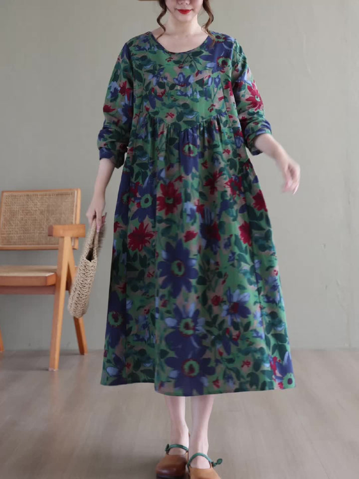 Florentha™ - Vintage Bloemen A-Lijn Jurk