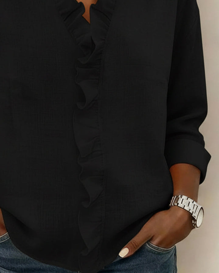 Sophie | Dames Ruffle V-Hals Lange Mouw Blouse Lente Top