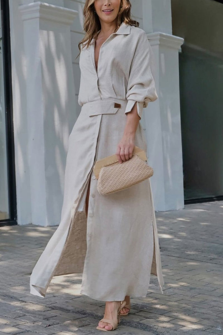 Camille | Vrouwen Coltrui Met Ceintuur Maxi Jurk