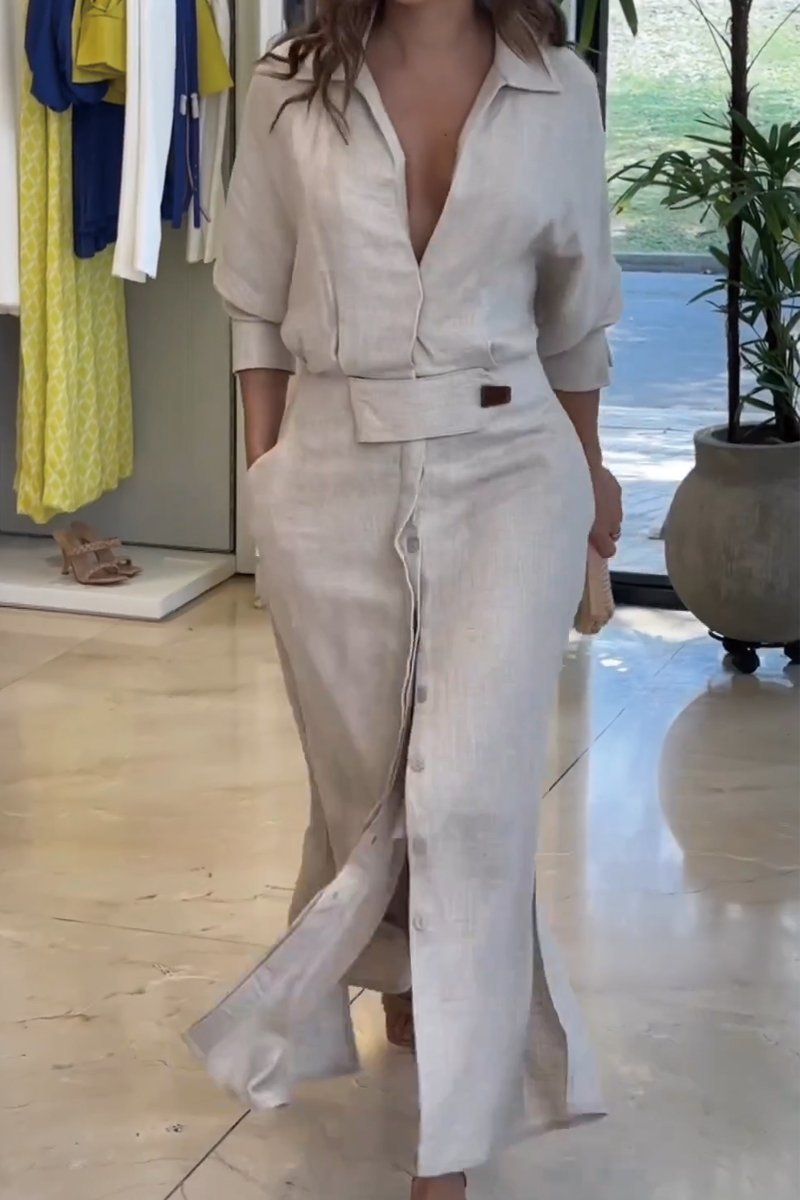 Camille | Vrouwen Coltrui Met Ceintuur Maxi Jurk