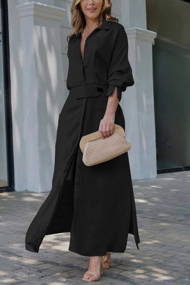 Camille | Vrouwen Coltrui Met Ceintuur Maxi Jurk