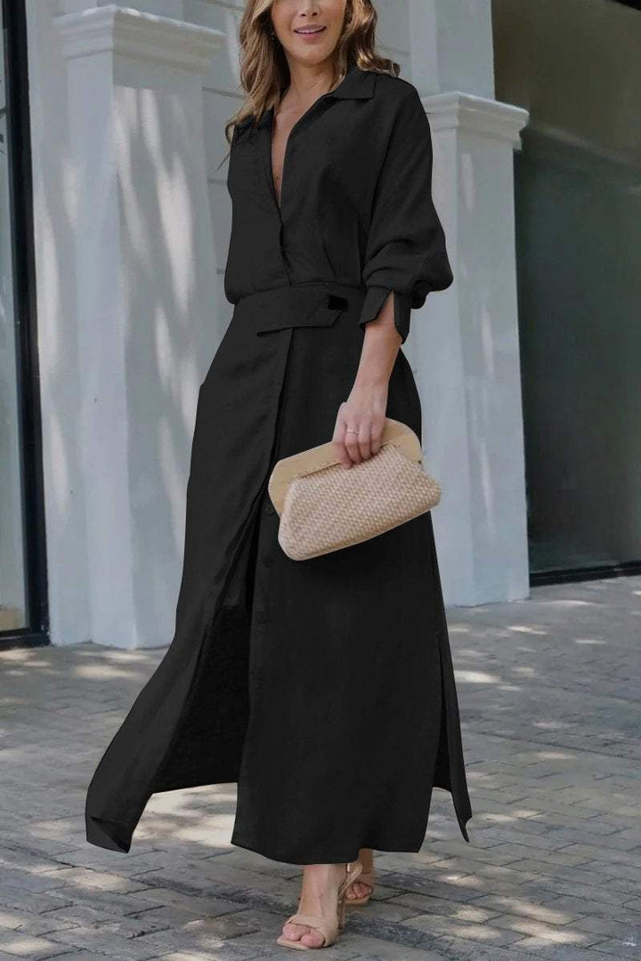 Camille | Vrouwen Coltrui Met Ceintuur Maxi Jurk