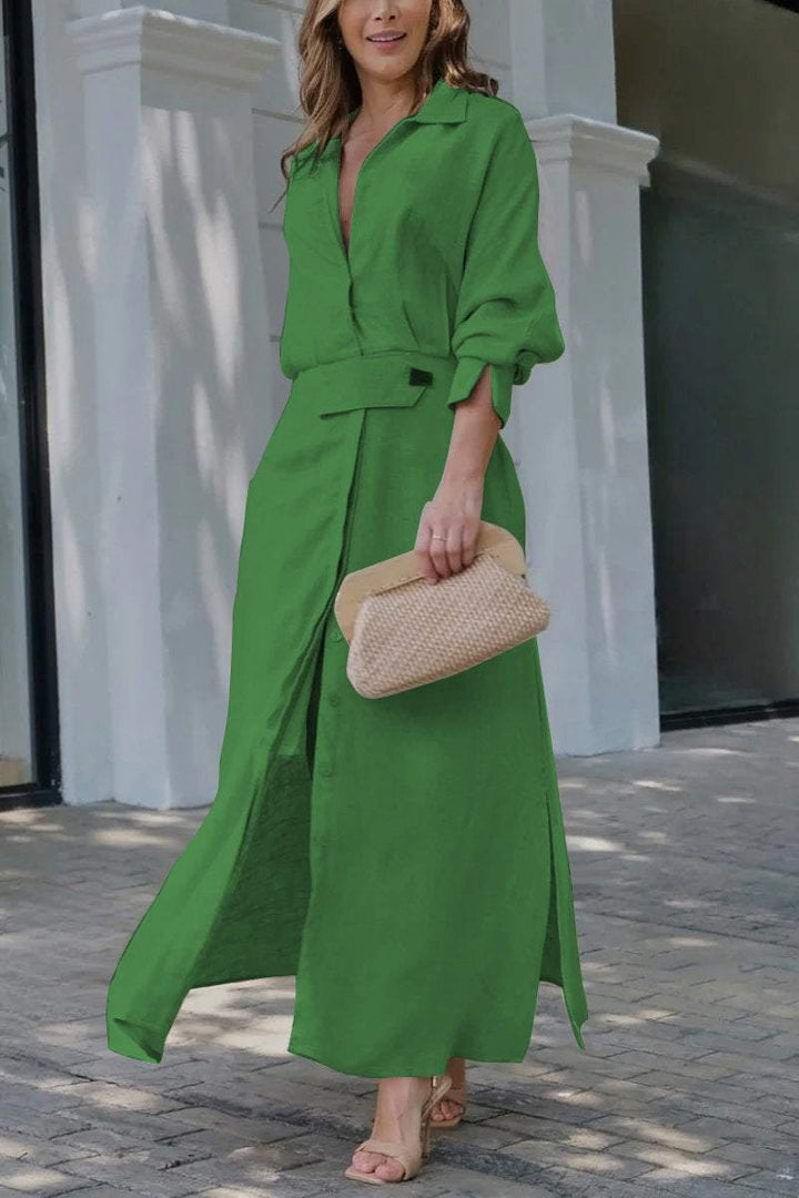 Camille | Vrouwen Coltrui Met Ceintuur Maxi Jurk