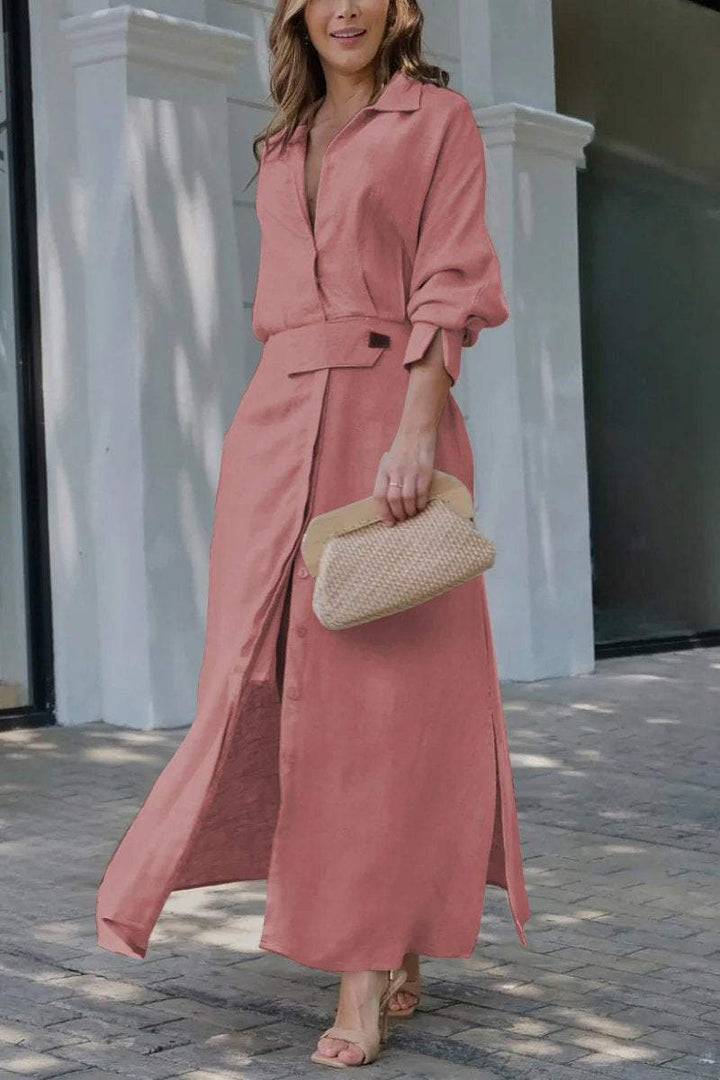 Camille | Vrouwen Coltrui Met Ceintuur Maxi Jurk