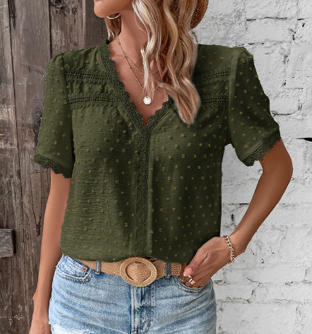 Camille | Dames V-Hals Kant Blouse