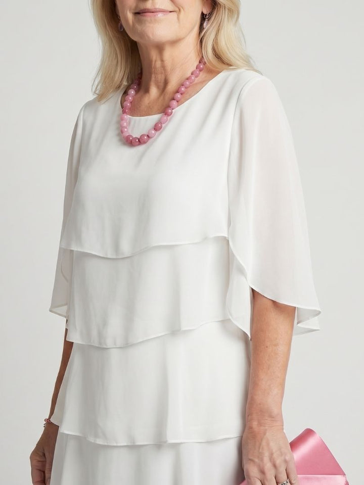 Cassia | Vrouwen Tiered Flutter Mouw Midi Jurk