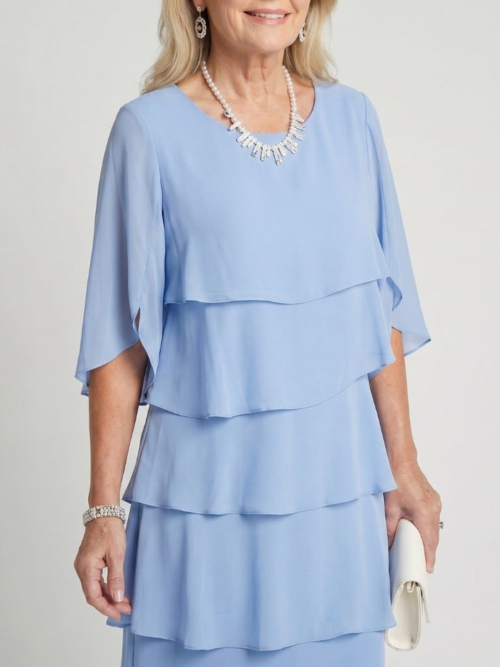 Cassia | Vrouwen Tiered Flutter Mouw Midi Jurk