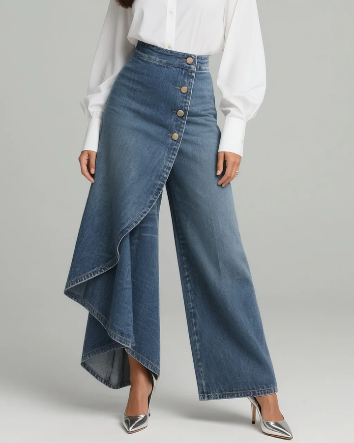 Celeste | Dames Hoge Taille Wijde Pantalon met Wrap