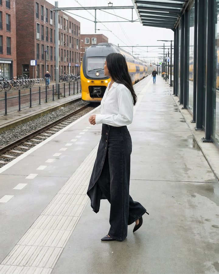 Celeste | Dames Hoge Taille Wijde Pantalon met Wrap
