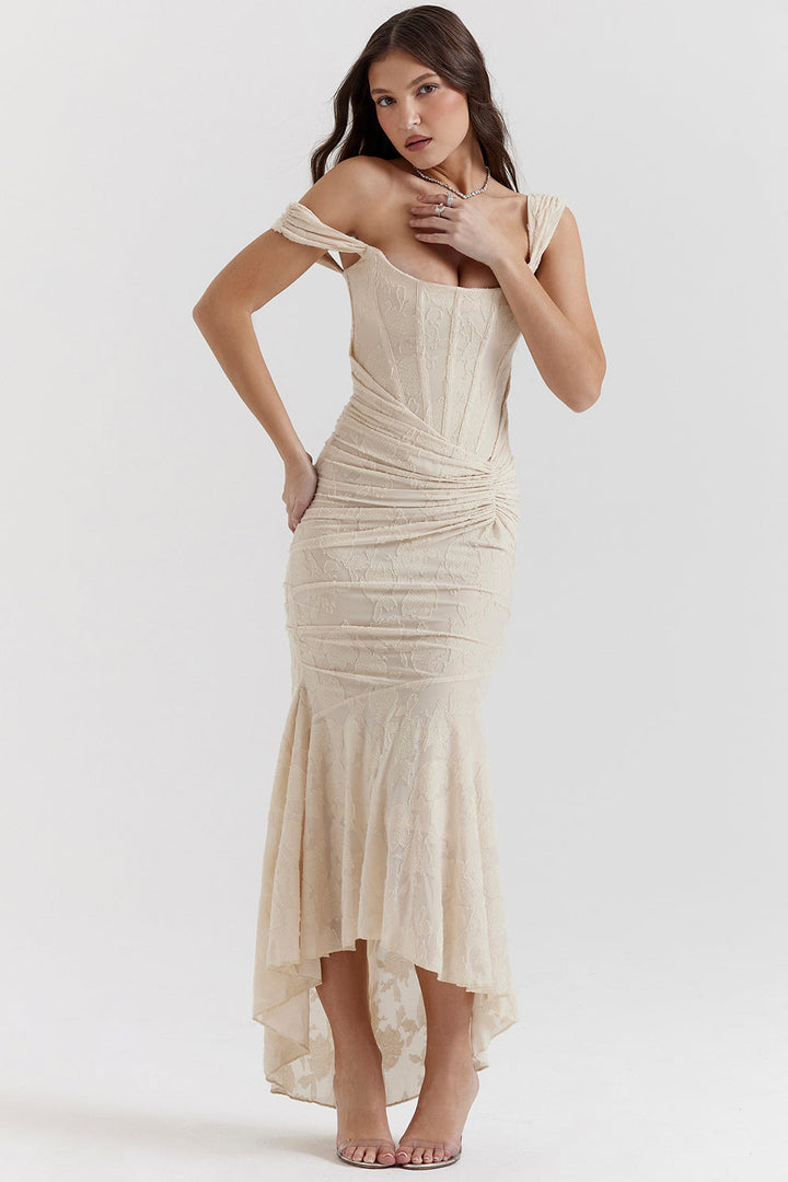 Charlotte | Dames Bruiloft Gast Kanten Rimpel Bodycon Jurk Avond