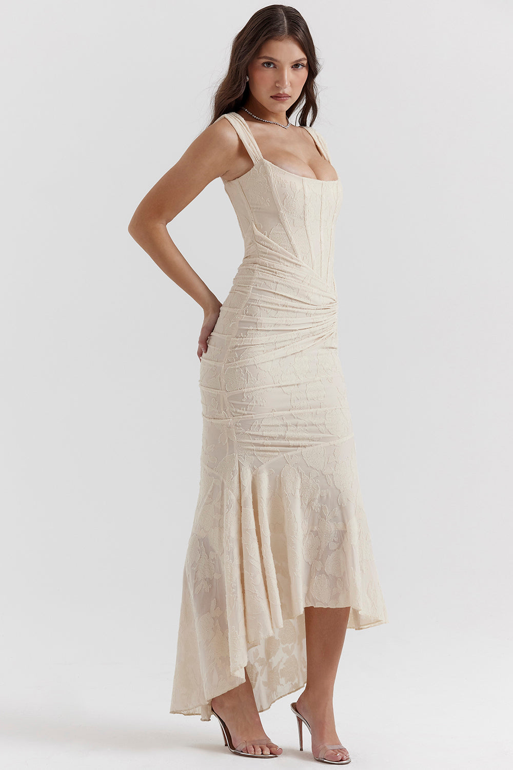 Charlotte | Dames Bruiloft Gast Kanten Rimpel Bodycon Jurk Avond