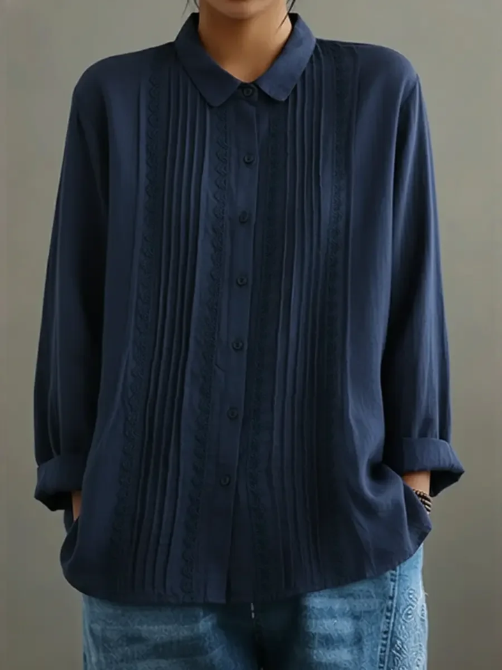 Claire | Dames Blouse met Kant en Knopen met Lange Mouwen