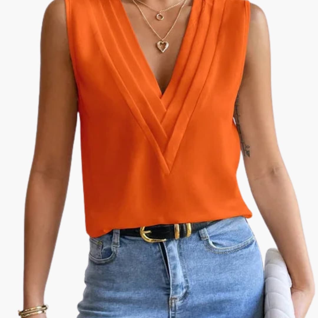 Clarissa | Dames V-hals Mouwloze Blouse