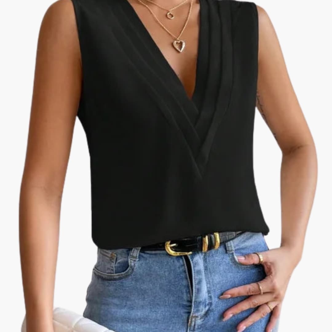 Clarissa | Dames V-hals Mouwloze Blouse