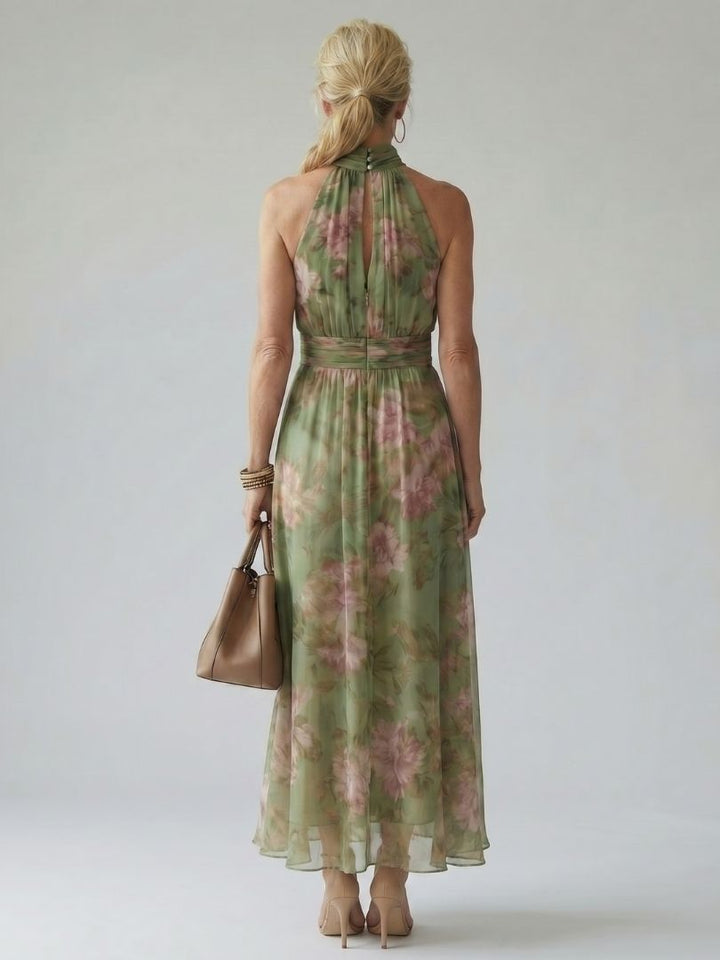 Colette | Dames Bloemen Halter Midi Jurk