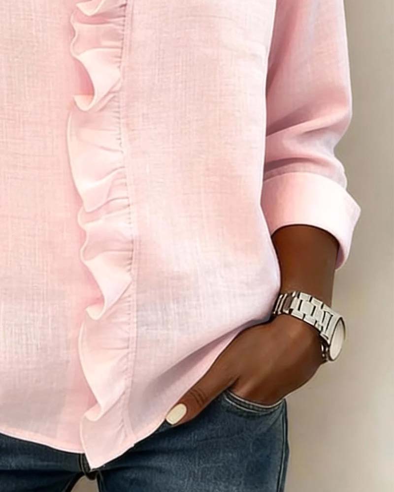 Sophie | Dames Ruffle V-Hals Lange Mouw Blouse Lente Top
