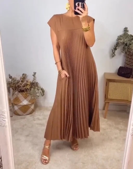 Fern | Vrouwen Flowing Plissé Maxi Jurk Cocktail