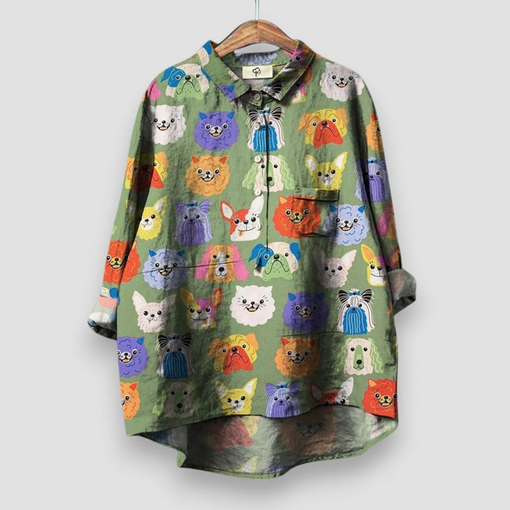 Geraldine™ | Dames T-shirt met Hondenprint
