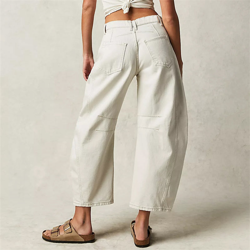 Barrel | Dames Hoge Taille Barrel Leg Jeans Relaxed Fit Denim
