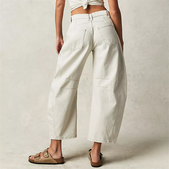 Barrel | Dames Hoge Taille Barrel Leg Jeans Relaxed Fit Denim