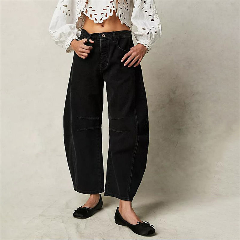 Barrel | Dames Hoge Taille Barrel Leg Jeans Relaxed Fit Denim