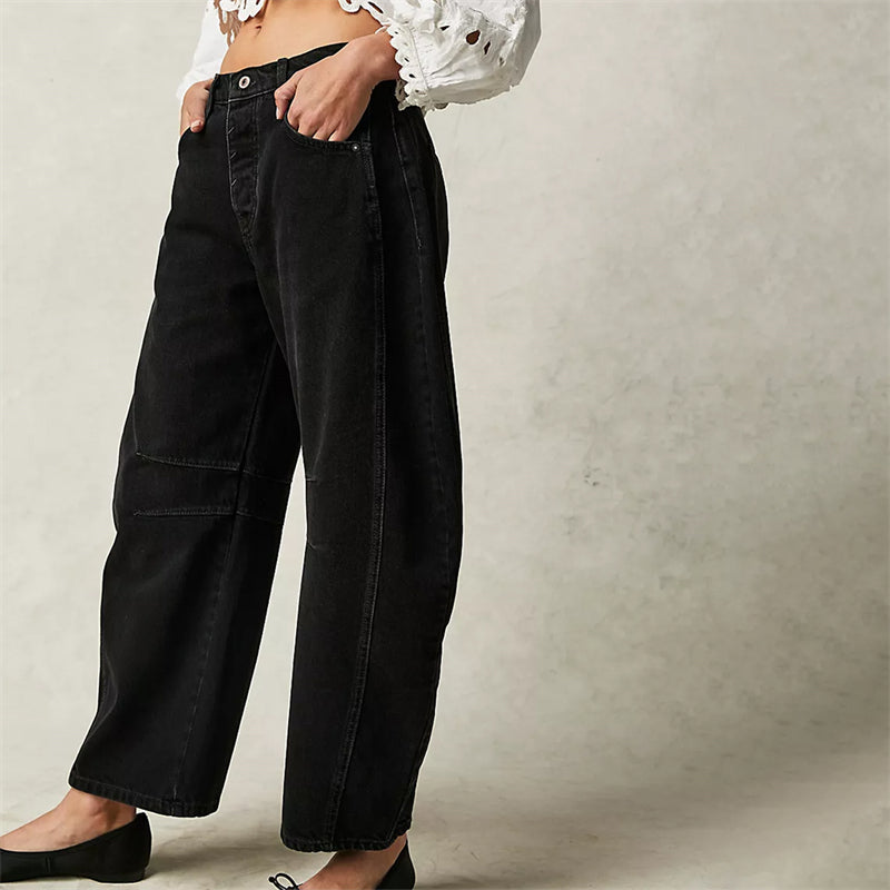 Barrel | Dames Hoge Taille Barrel Leg Jeans Relaxed Fit Denim