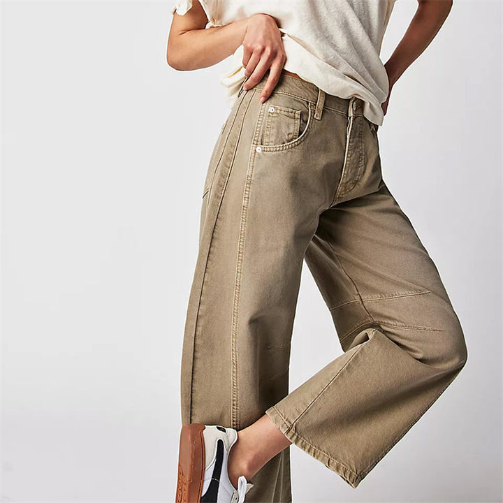 Barrel | Dames Hoge Taille Barrel Leg Jeans Relaxed Fit Denim