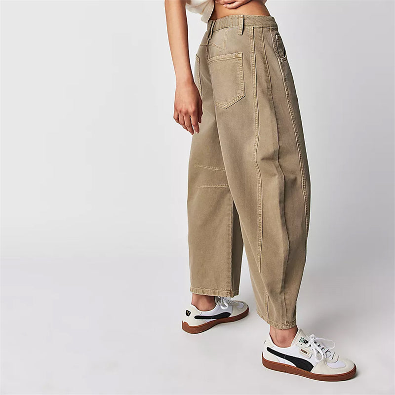 Barrel | Dames Hoge Taille Barrel Leg Jeans Relaxed Fit Denim