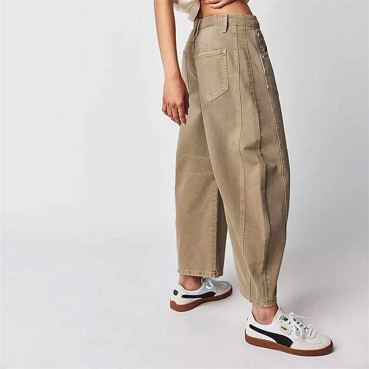 Barrel | Dames Hoge Taille Barrel Leg Jeans Relaxed Fit Denim