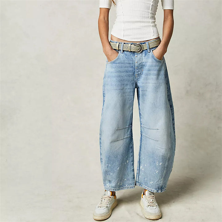 Barrel | Dames Hoge Taille Barrel Leg Jeans Relaxed Fit Denim