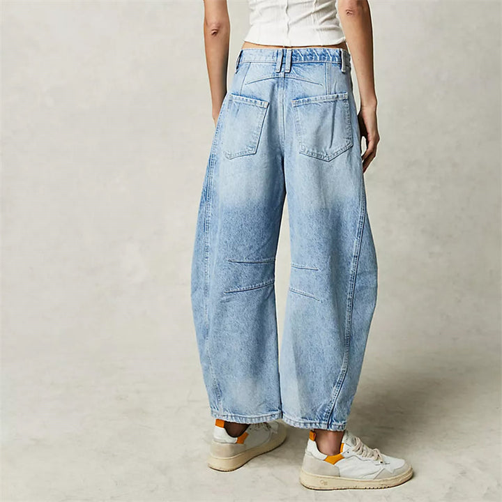 Barrel | Dames Hoge Taille Barrel Leg Jeans Relaxed Fit Denim