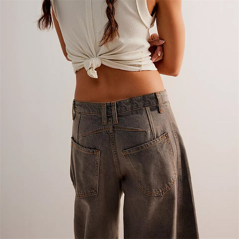 Barrel | Dames Hoge Taille Barrel Leg Jeans Relaxed Fit Denim