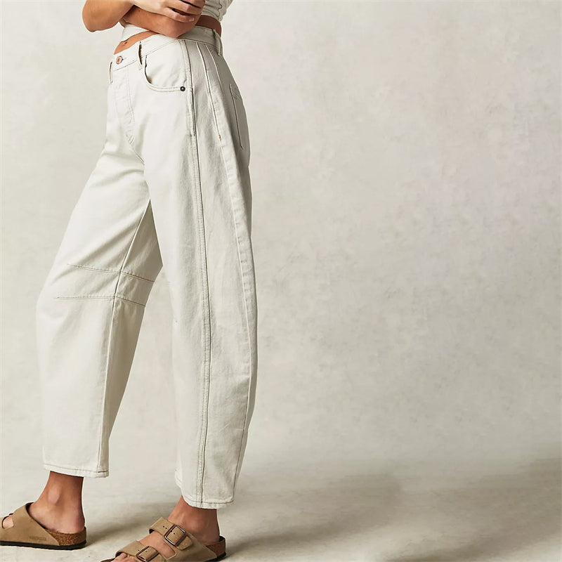 Barrel | Dames Hoge Taille Barrel Leg Jeans Relaxed Fit Denim