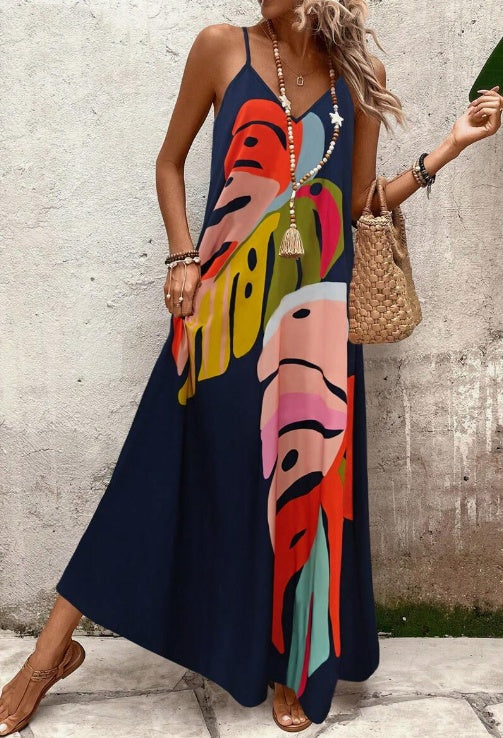 Jane™ | Vrouwen Maxi Jurk met Levendige Bladerenprint