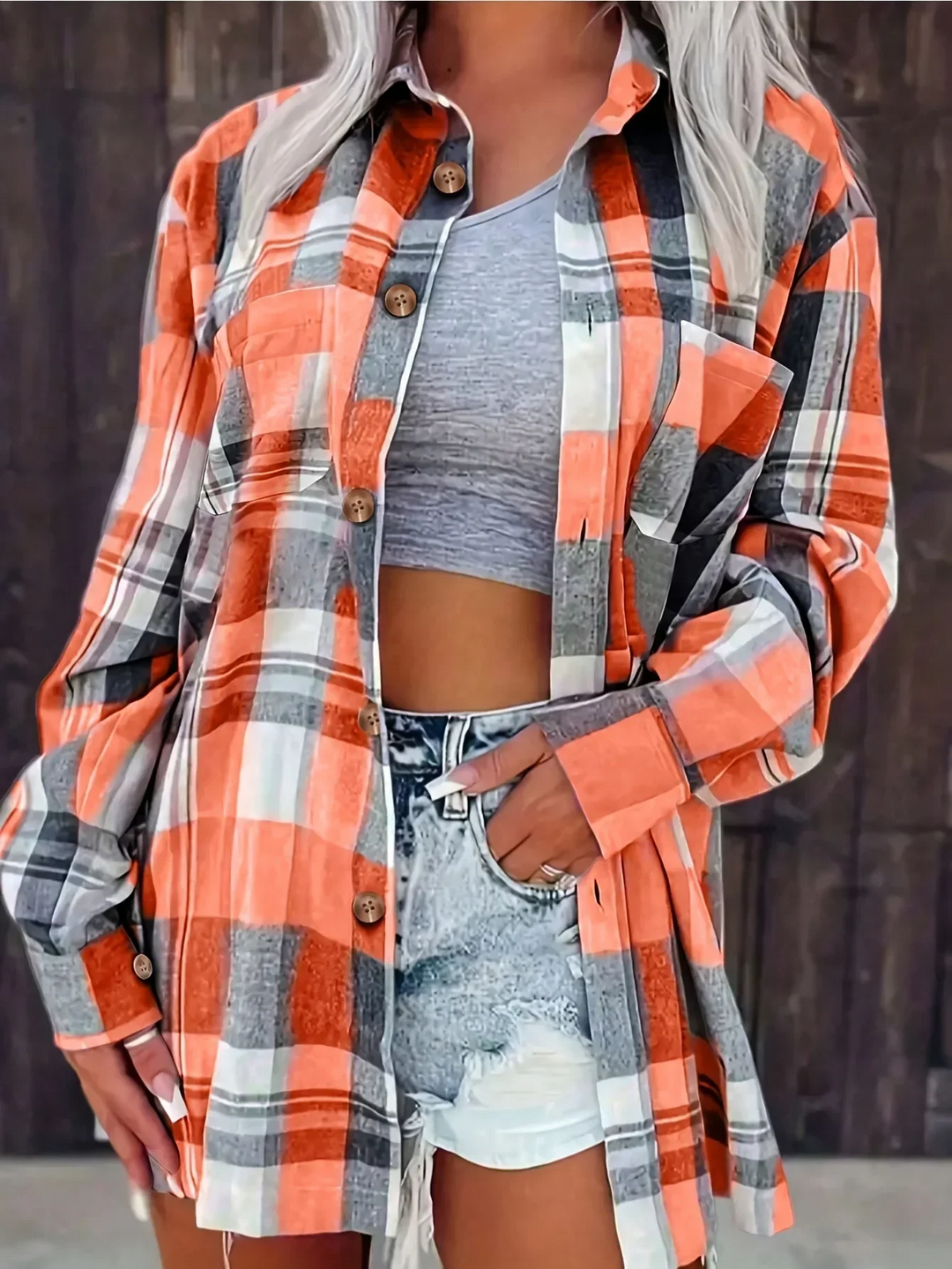 Harper | Dames Oversized Geruite Flanellen Overhemd