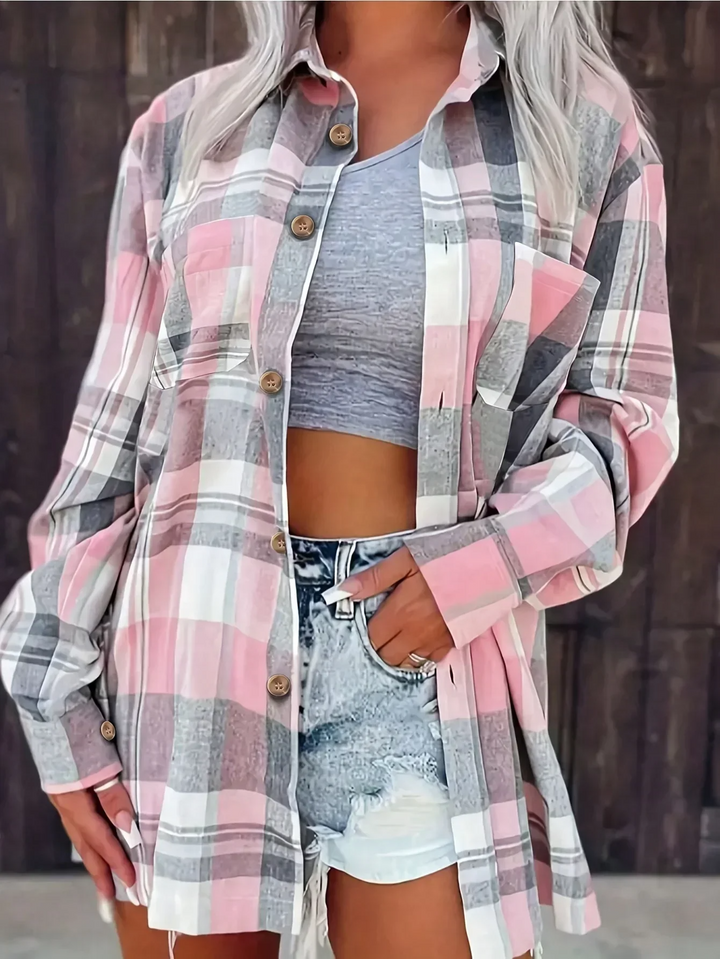 Harper | Dames Oversized Geruite Flanellen Overhemd