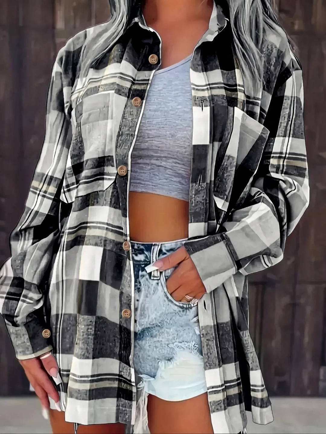 Harper | Dames Oversized Geruite Flanellen Overhemd