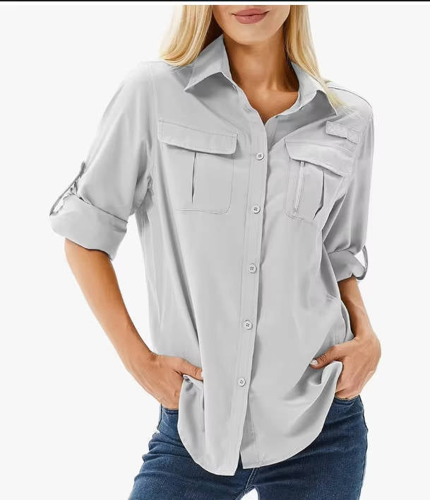 Trek | Dames UPF 50 Lange Mouwen Wandelshemden Rol-Up Safari Shirt