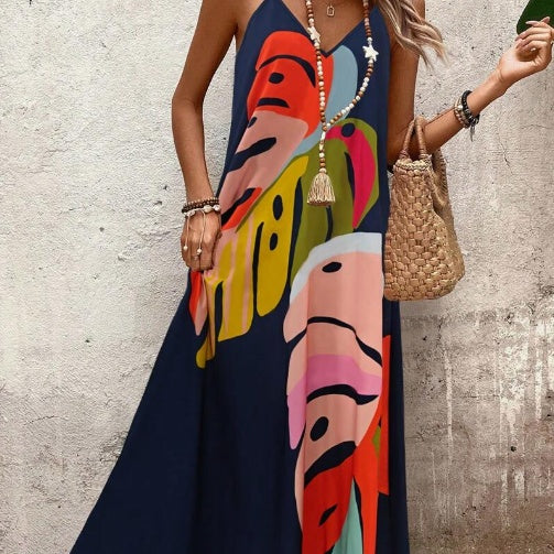 Jane™ | Vrouwen Maxi Jurk met Levendige Bladerenprint