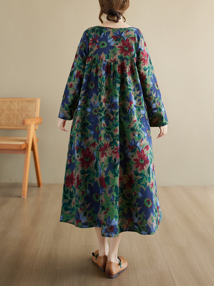 Florentha™ - Vintage Bloemen A-Lijn Jurk