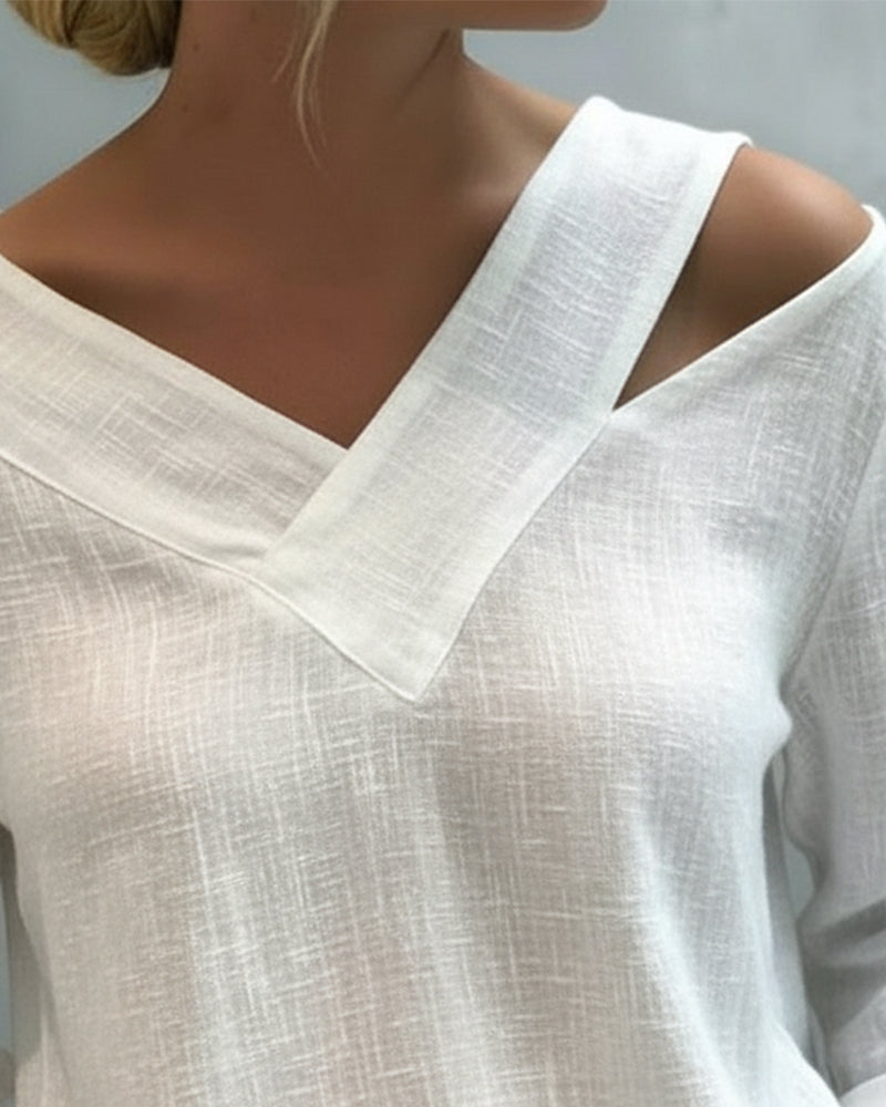 Aria | Dames Asymmetrische V-Hals Lange Mouwen Top