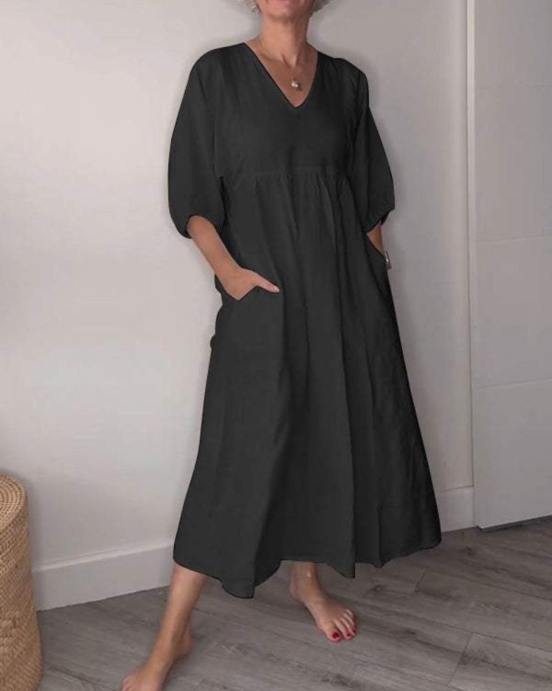 Emery™ | Elegante Maxi Jurk met V-Hals
