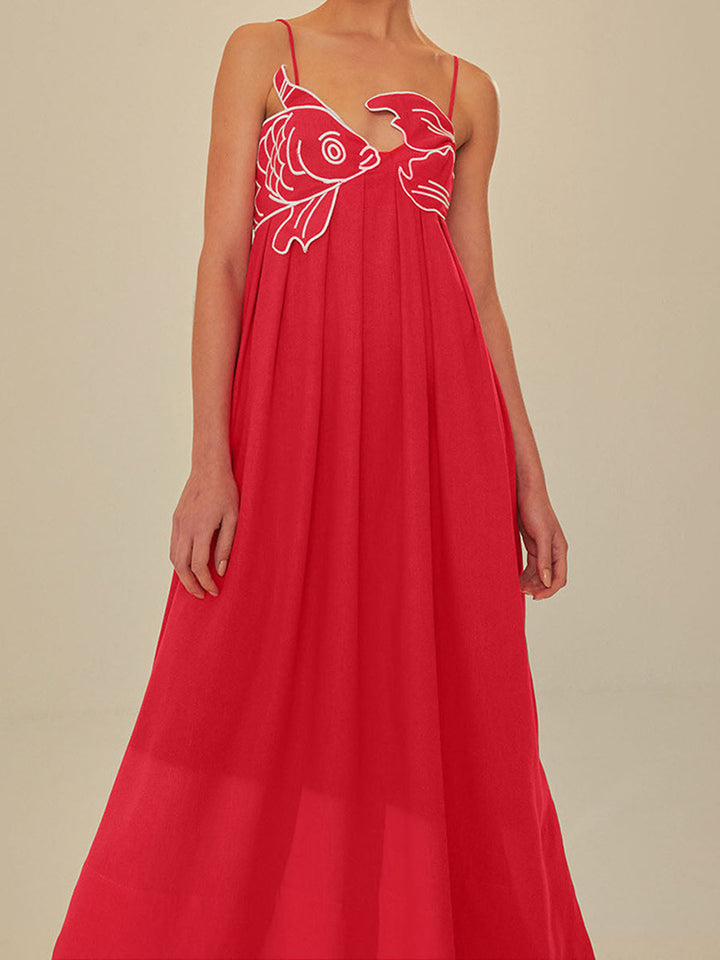 Marisol | Vrouwen Geweven Spaghetti Band Maxi Shift Jurk