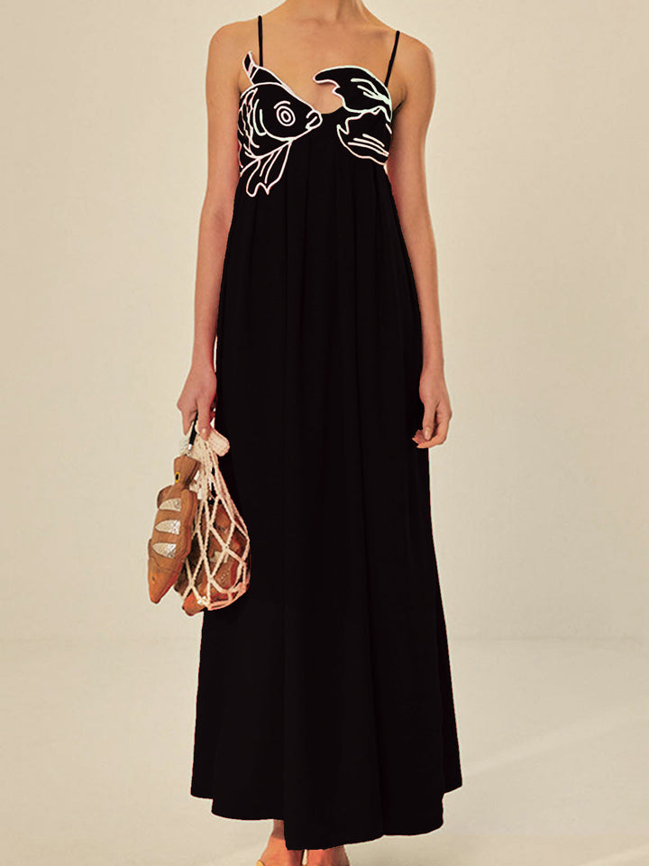 Marisol | Vrouwen Geweven Spaghetti Band Maxi Shift Jurk